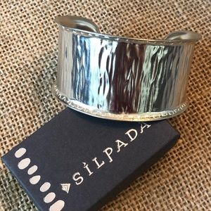 New Silpada Sterling Textured Wide Cuff Bracelet